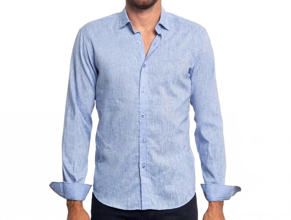 NEW EIGHT X looks like linen button down shirt in blue